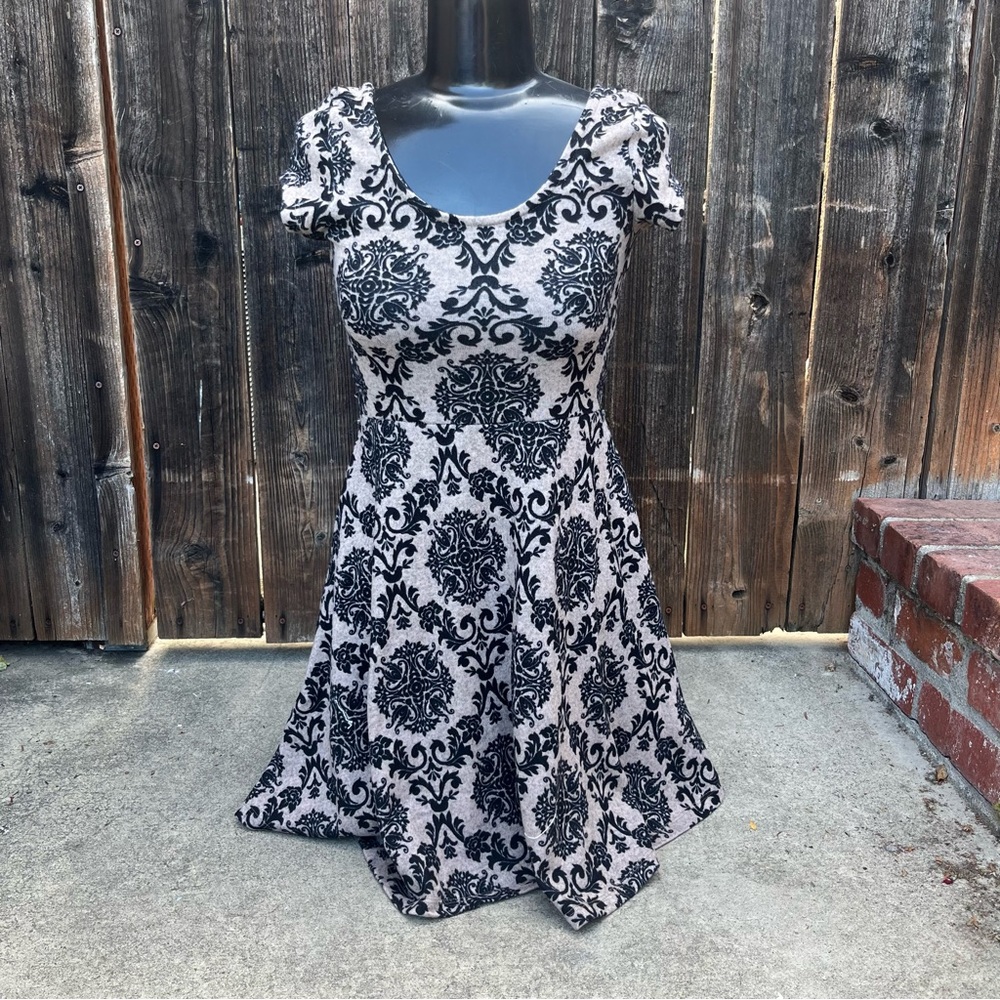 Damask Print Dress